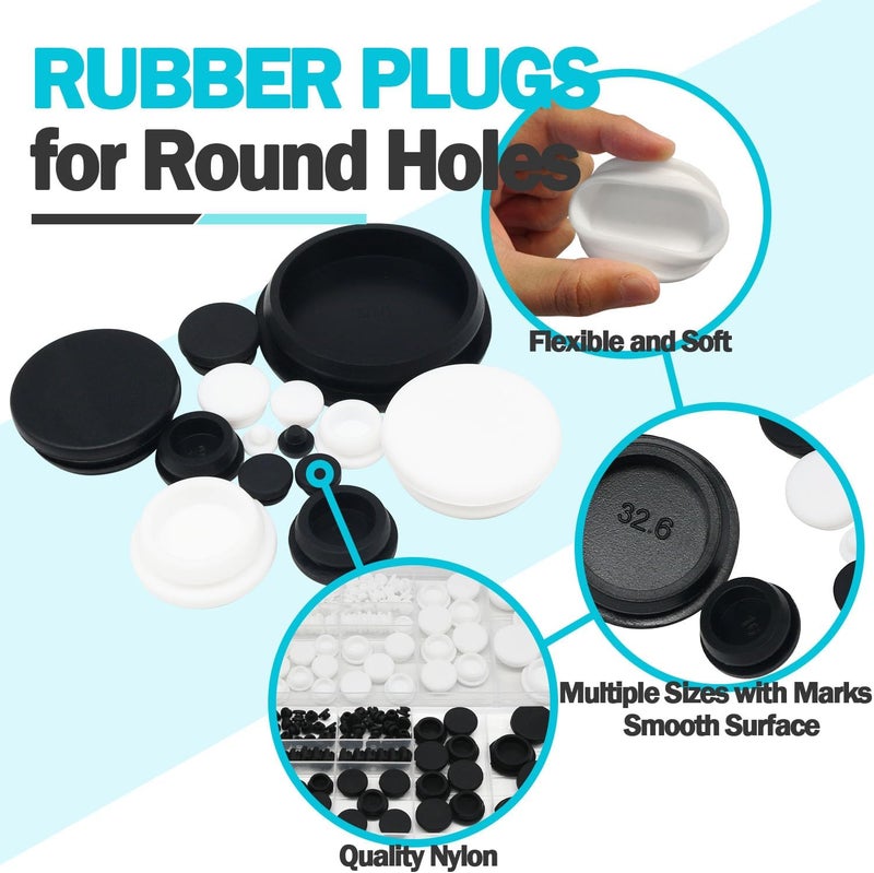 Tugermoola 77PCS 7 Sizes Rubber Hole Plugs for Round Holes 1/5" 1/4" 3/8" 1/2" 5/8" 3/4" 1" Rubber Plug Black - Image 3